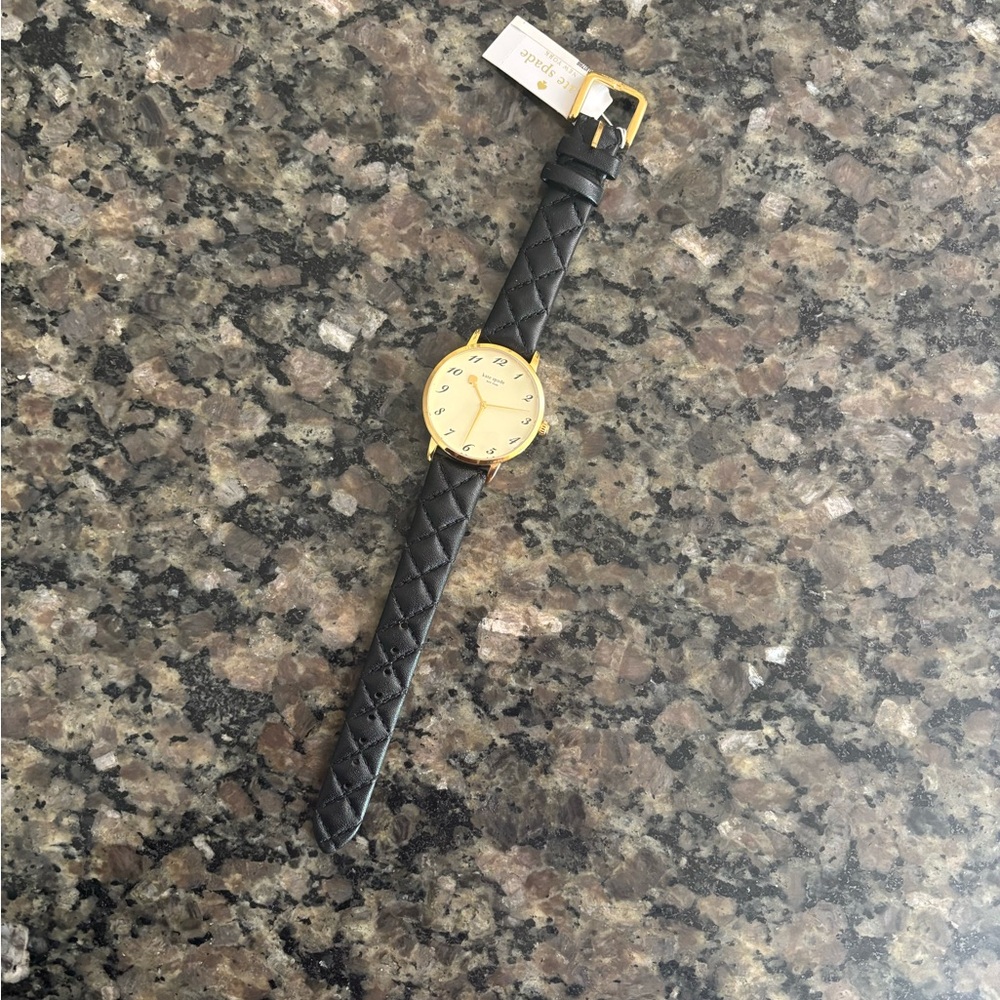 Kate Spade ♠️ Quilted Leather Black and Gold Watch